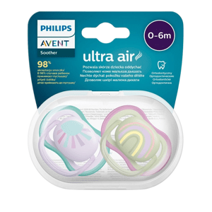 Philips Avent Cumlík Ultra air obrázok 0-6m dievča (dúha) 2 ks