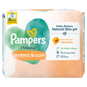 Pampers Harmonie Protect & Care, Detské čistiace obrúsky 4 x 44 ks