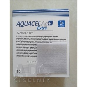 Aquacel Ag+ Extra krytie na rany so striebrom so zosilneným účinkom, 5x5 cm, 10 ks