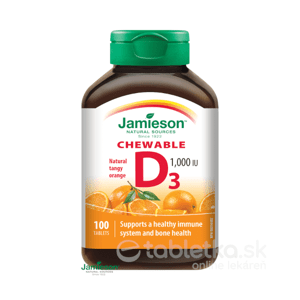 Jamieson Vitamín D3 1000IU tablety na cmúľanie pomaranč 100 tbl