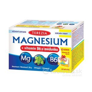 Terezia Magnesium+Vitamín B6 a Medovka 30cps+darček Vitamín D3 1000IU 30cps