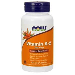 NOW® Foods NOW Vitamín K2 ako MK-4, 100 ug, 100 rastlinných kapsúl