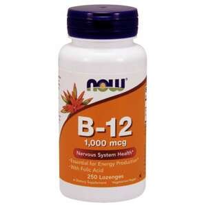 NOW® Foods NOW Vitamin B12 with Folic Acid (Vitamín B12 a Kyselina listová), 1000 mcg, 250 pastiliek