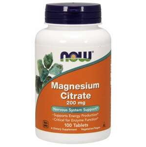 NOW® Foods NOW Magnesium Citrate (horčík citrát), 200 mg, 100 tabliet