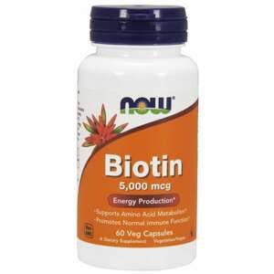 NOW® Foods NOW Biotin, 5000 ug, 60 rastlinných kapsúl