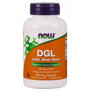 NOW® Foods NOW DGL + Aloe Vera, 400 mg, 100 rostlinných kapslí