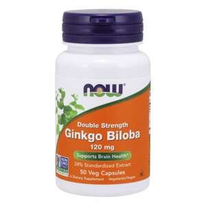 NOW® Foods NOW Ginkgo Biloba Double Strenght, 120 mg, 50 rastlinných kapsúl