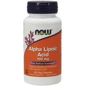 NOW® Foods NOW Alpha Lipoic Acid, Kyselina Alfa Lipoová s vitamínom C & E, 100 mg, 60 rastlinných kapsúl