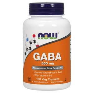 NOW® Foods NOW GABA 500 mg + 2mg Vitamín B6 (kyselina gama aminomaslová), 100 kapsúl