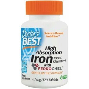 Doctor's Best Doctor’s Best High Absorption Iron (chelátové železo), 27 mg, 120 tabliet