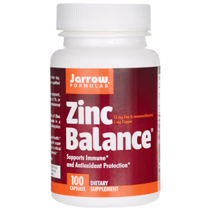 Jarrow Formulas Zinc Balance, L-methionin zinok L-OptiZinc + meď, 15 mg, 100 kapsúl