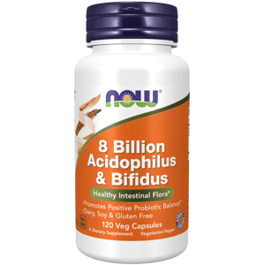 NOW® Foods NOW 8 Billion Acidophilus & Bifidus, Probiotiká 8 mld., 3 kmene pre zdravie čriev a imunitu, 120 rastlinných kapsúl
