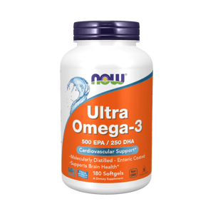 NOW® Foods NOW Ultra omega-3, 250 DHA/500 EPA, 180 softgelových kapslí
