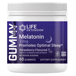 Life Extension Melatonin gummies 3 mg, jahoda, 60 gumových bonbónů