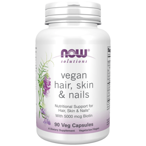 NOW® Foods NOW Vegan Hair, Skin & Nails (zdravé vlasy, pleť a nehty), 90 rostlinných kapslí