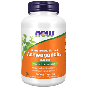 NOW® Foods NOW Ashwagandha (Vitánie snodárná) extrakt, 450 mg, 120 rostlinných kapslí