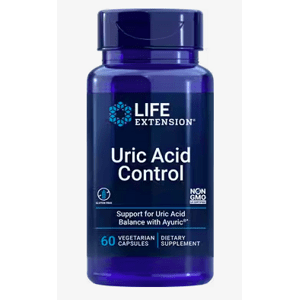 Life Extension Uric Acid Control, doplněk pro snížení kyseliny močové, 60 rostliných kapslí Extrakt z Vrcholáku myrobalánového pre optimálnu hladinu kyseliny močovej