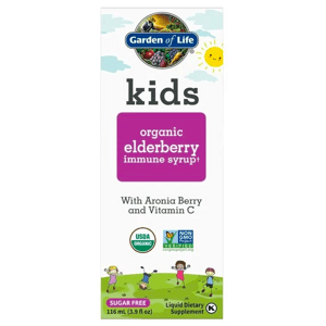 Garden of Life Kids Organic Elderberry Immune Syrup, sirup z bazy čiernej pre podporu imunity, 116 ml