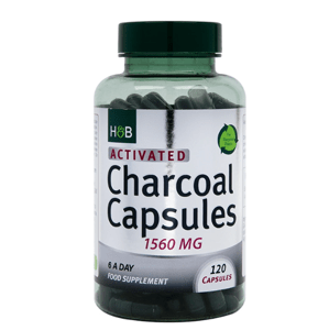 Holland & Barrett Activated Charcoal (aktivní uhlí), 1560 mg, 120 kapslí