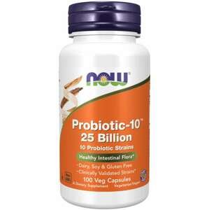 NOW® Foods NOW Probiotic-10, probiotiká, 25 miliárd CFU, 10 kmeňov, 100 rastlinných kapsúl