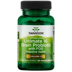 Swanson Dr.Stephen Langer's Ultimate 16 probiotických kmenů v komplexu s prebiotiky FOS (podpora trávení), 60 rostlinných kapslí,  EXP. Expirace 10/2022