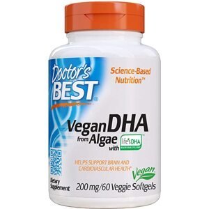 Doctor's Best Vegan DHA from Algae (z riasy), 200 mg, 60 vegetariánskych softgélových kapsúl