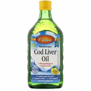 Carlson Labs Cod liver oil (olej z tresčej pečene, citrón), 500 ml