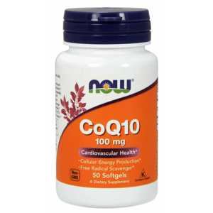 NOW® Foods NOW CoQ10 s vitamínem E, 100 mg, 50 softgelových kapslí