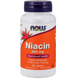 NOW® Foods NOW Niacin (Vitamín B3),  Postupné uvoľňovanie pre minimalizáciu sčervenania, 500 mg, 100 tabliet