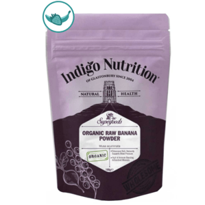 Indigo Herbs Organic Raw Banana Powder, prášek z banánu, 250g