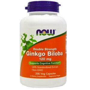 NOW® Foods NOW Ginkgo Biloba Double Strenght, 120 mg, 200 rastlinných kapsúl