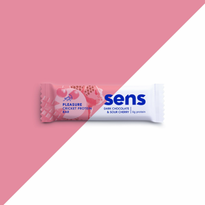 Sens - Proteínová tyčinka PLEASURE  s múkou z cvrčkov - Tmavá čokoláda & Višňa, 40 g