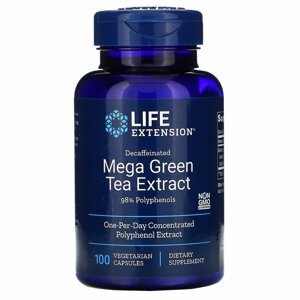 Life Extension Decaffeinated Mega Green Tea Extract, 100 rastlinných kapsúl