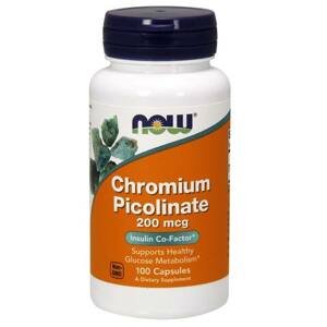 NOW® Foods NOW Chromium Picolinate, 200 mcg, 100 rastlinných kapsúl
