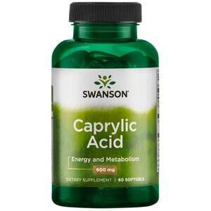 Swanson Caprylic Acid (kyselina kaprylová), 600 mg, 60 kapsúl