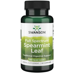 Swanson Full Spectrum Spearmint Leaf (podpora trávenia mäta pieporná list), 400 mg, 60 kapsúl