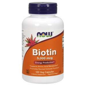 NOW® Foods NOW Biotin, 5000 ug, 120 rastlinných kapsúl