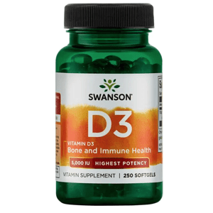 Swanson Vitamín D3, 5000 IU, Vyššia účinnosť, 250 kapsúl