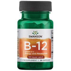 Swanson Vitamin B12, 500 mcg, 30 kapslí