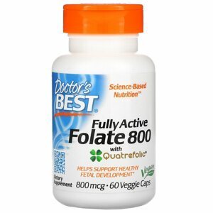 Doctor's Best Fully Active Folate (kyselina listová), 800mcg, 60 rastlinných kapsúl