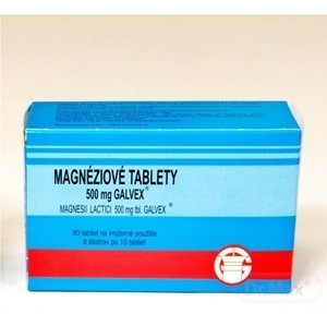 Magnesii Lactici 500 mg tbl. Galvex, Magnéziové tablety 500 mg Galvex tbl.80 x 0,5 g