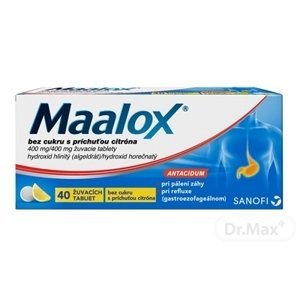Maalox bez cukru s príchuťou citróna tbl.mnd.40x400 mg/400 mg