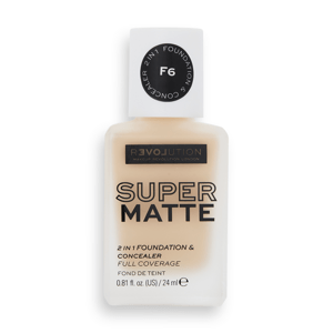 Revolution Relove Super Matte 2 in 1 Foundation & Concealer tekutý a zmatňující make-up a korektor 2v1 F6 24 ml
