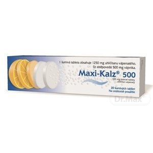 MAXI-KALZ 500mg 1×20 tbl, šumivé tablety