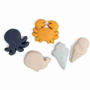 FILIBABBA Silikónové hračky do piesku - studené farby