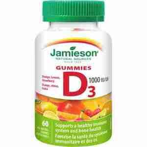 Jamieson Vitamín D3 1000 IU Gummies 60ks - Jahoda, Citrón, Pomaranč