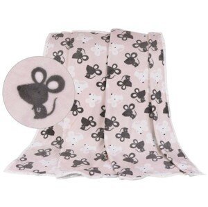 Bellatex detská deka Ella vzorovaná myšky na růžové