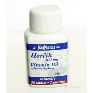 MedPharma Horčík 300 mg + Vitamín D3 37 tabliet