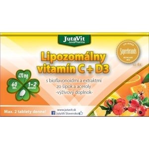 JutaVit Lipozomálny Vitamín C + D3 s bioflavonoidmi a extraktmi zo šípok a aceroly 60 tabliet