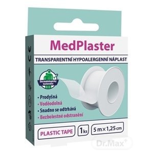 MedPlaster Plastic tape náplasť 5 m x 1,25 cm fixačná, hypoalergénna, cievka